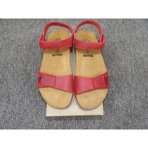 Plakton Women's Red Leather Comfort Sandals EU 40 US 9 Ankle Strap Gel Touch